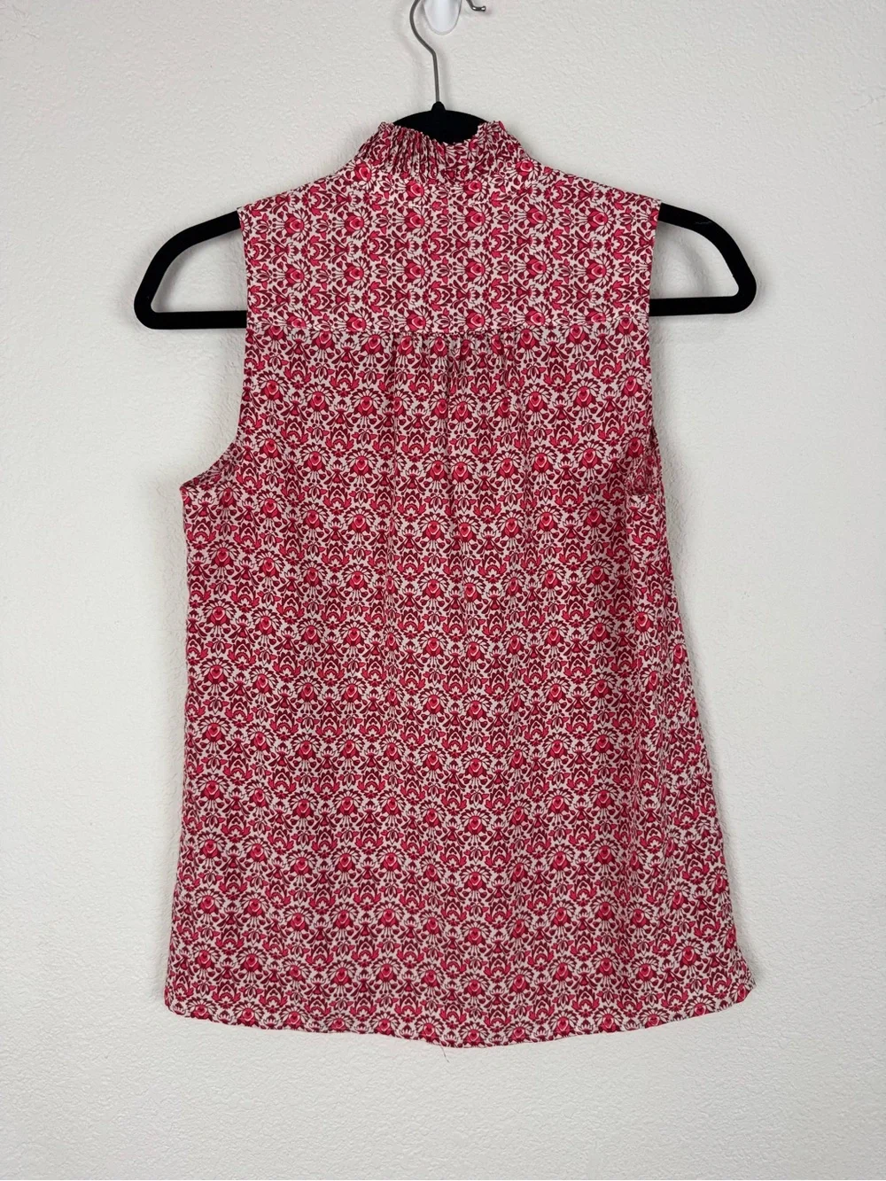 J.Crew Red & White Sleeveless Half Button Up Blouse Tank Top Printed Floral
